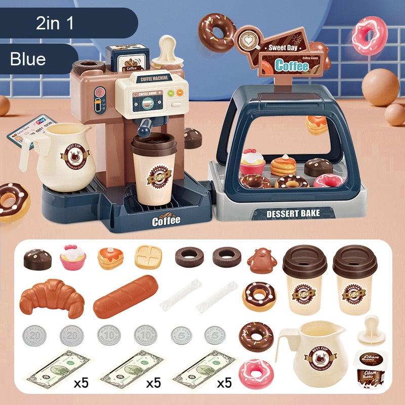 Kids Coffee Machine Toy Set with Cash Register