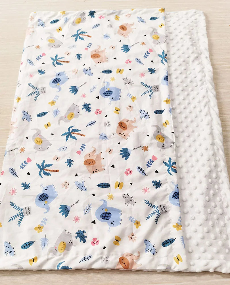 Cotton Double Layer Baby Bean Blanket - Elephant