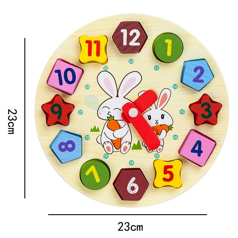 Baby's Wooden Montessori Clock Blocks