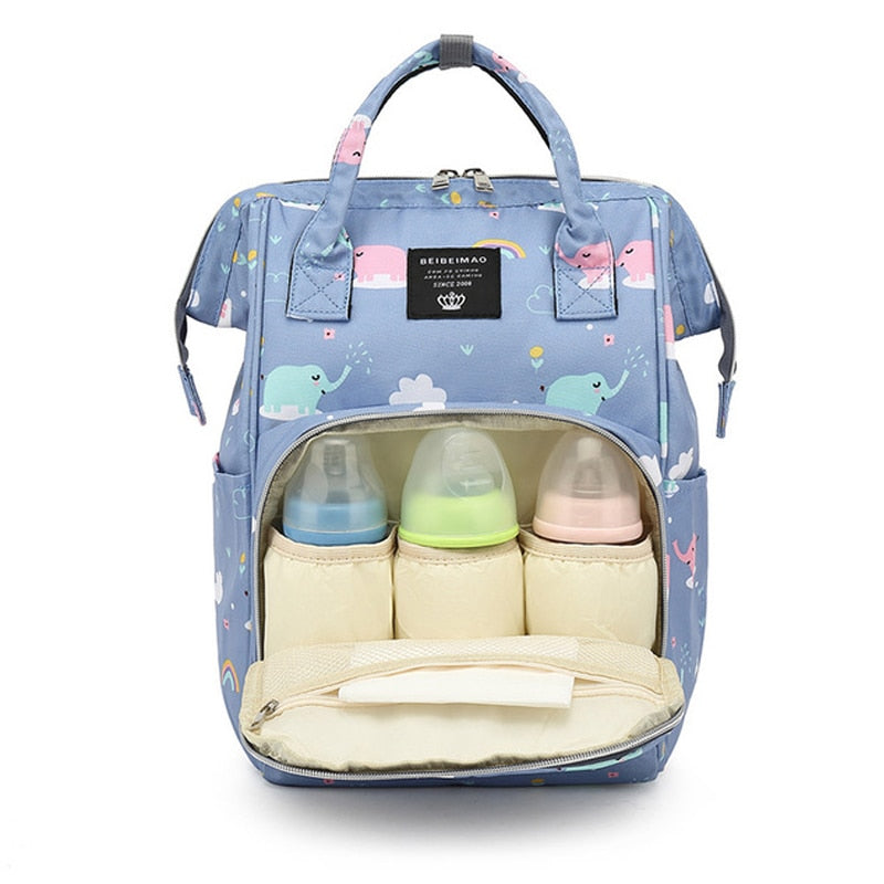 Large Capacity Diaper Bag Backpack - Salmon and Grey