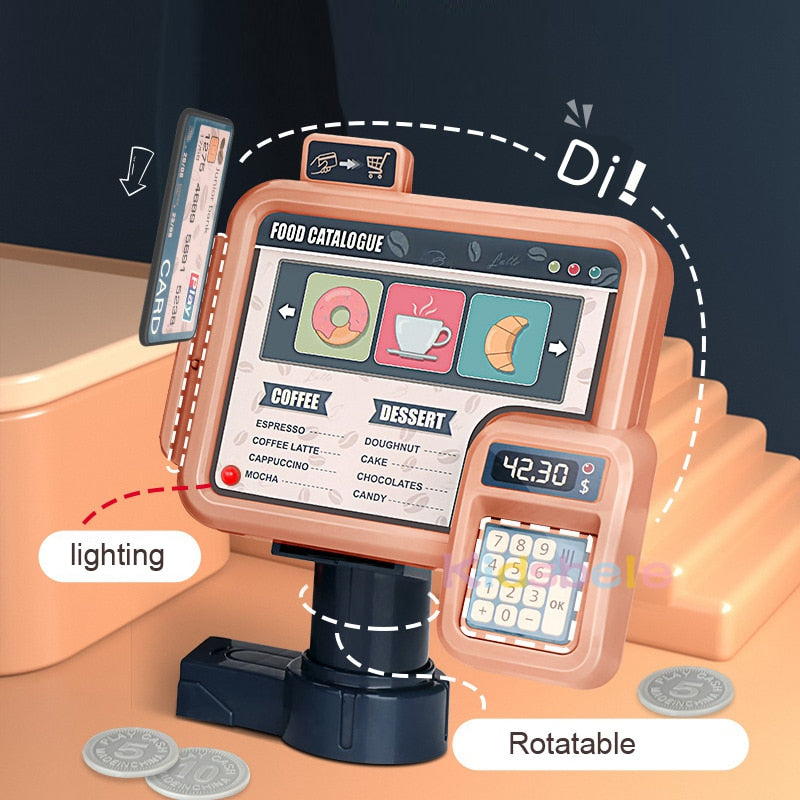 Kids Coffee Machine Toy Set with Cash Register
