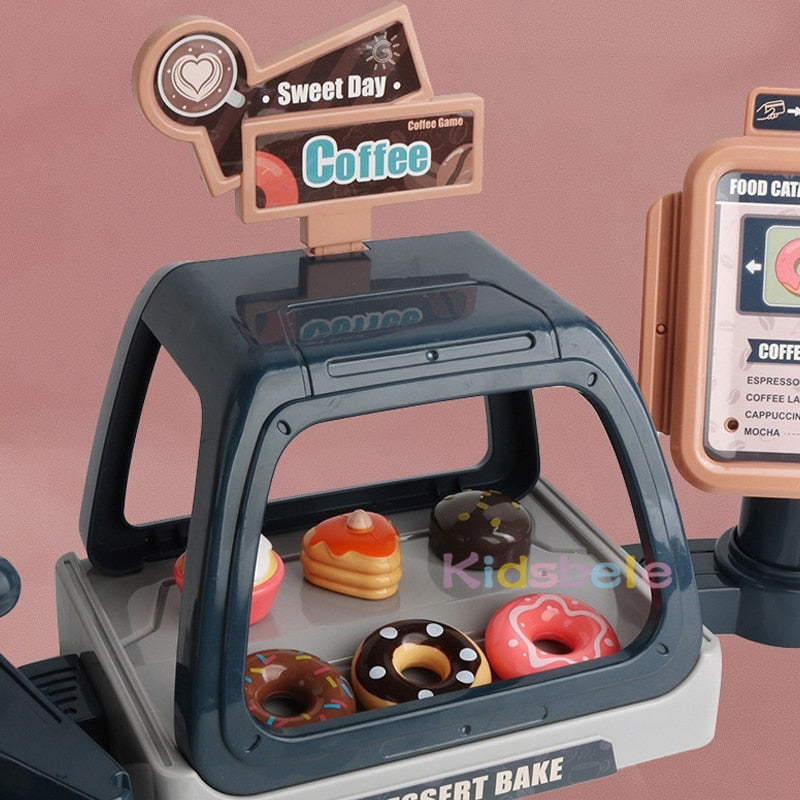 Kids Coffee Machine Toy Set with Cash Register