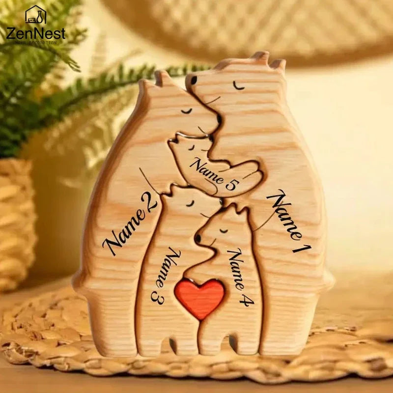 Personalized Wooden Rabbit Puzzle – Custom Family Name Keepsake Gift