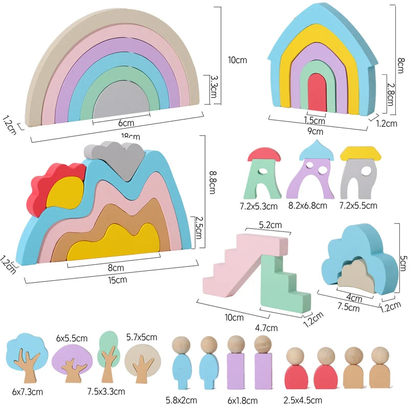 Montessori Wooden Rainbow Blocks