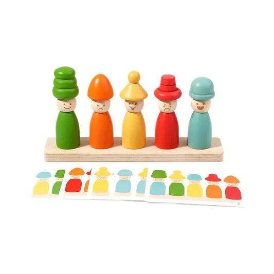 Wooden Color Sorting & Face Matching Stacking Toy