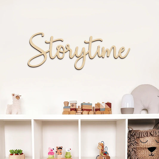 Wooden Storytime Wall Sign for Baby Room