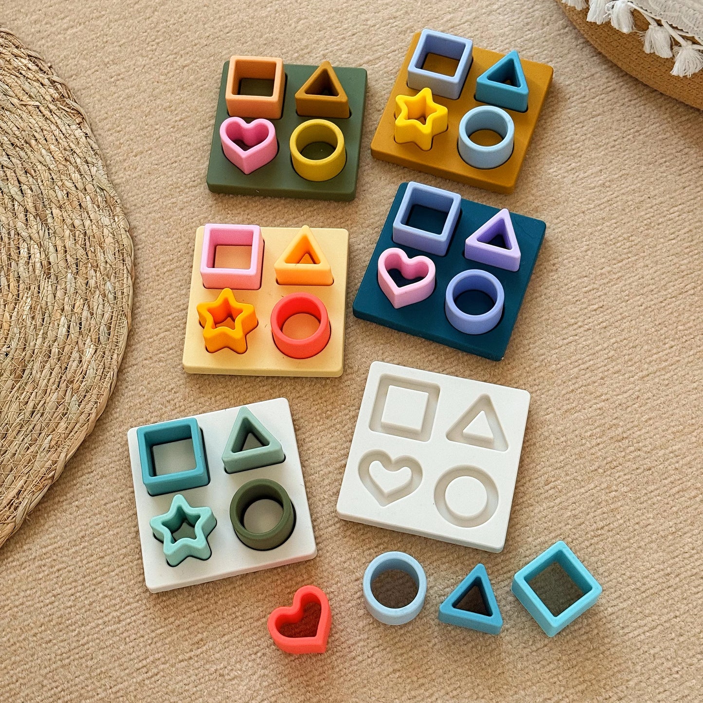 BPA-Free Silicone Geometric Montessori Puzzle Board
