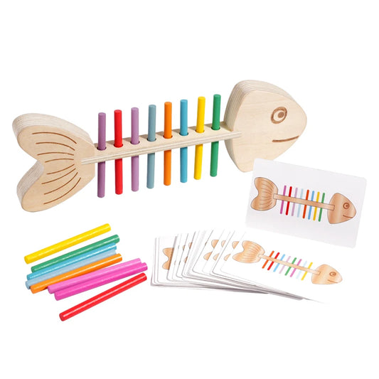 Montessori Wooden Balance & Color Matching Game - Fishbone