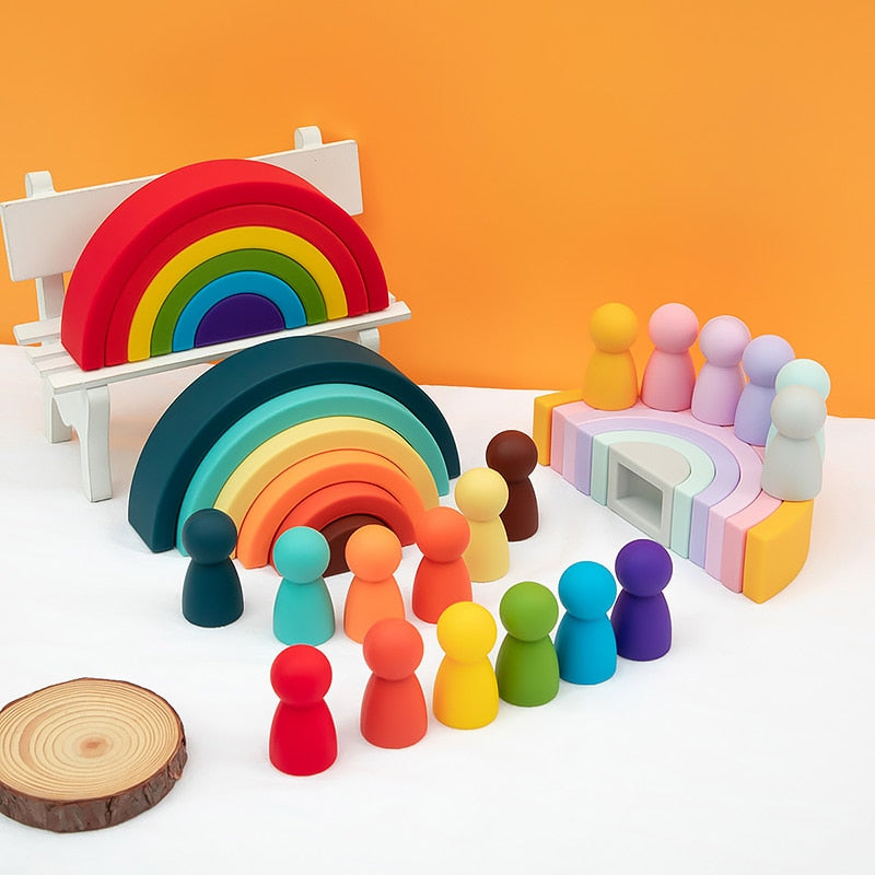 Soft Building Silicone Stacking Blocks - Apple