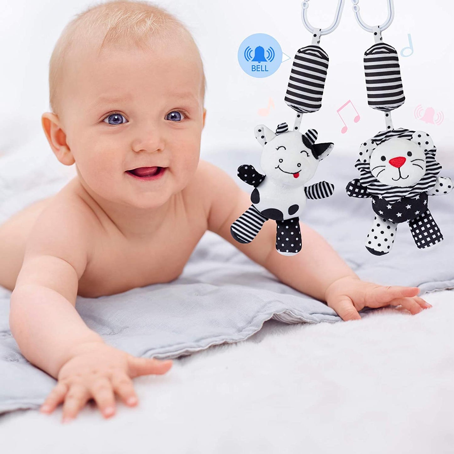 Baby Musical Rattle Toy - Black and White Animals