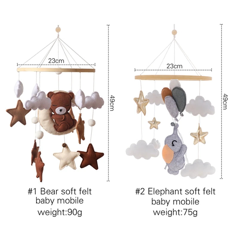 Felt Crib Mobile for Nursery - Elephant Balloons