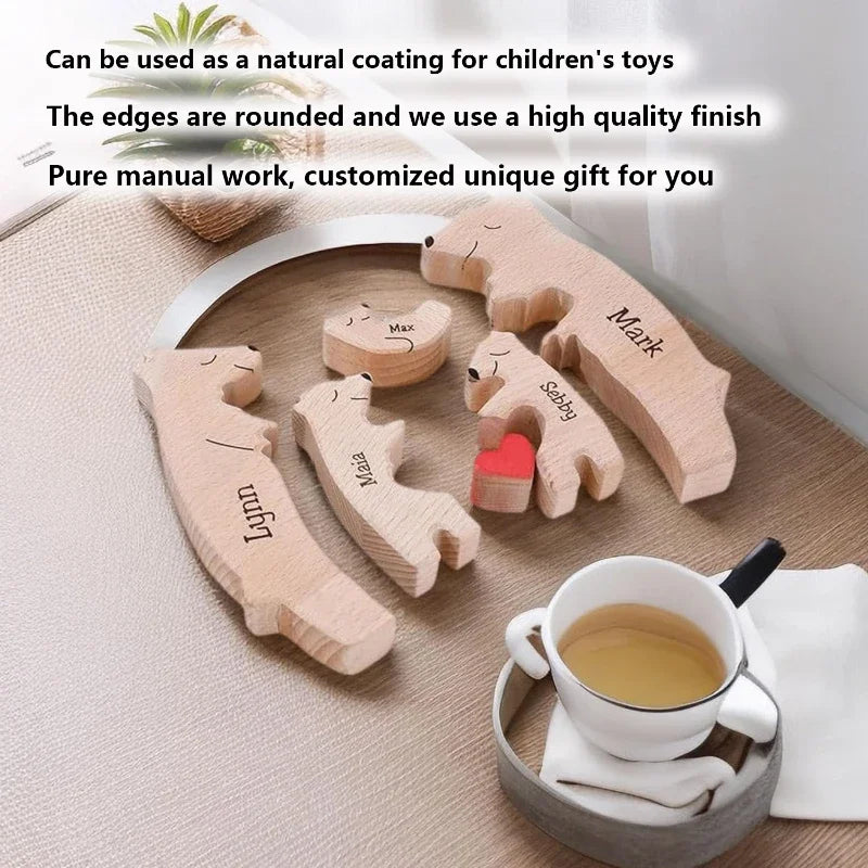 Personalized Wooden Rabbit Puzzle – Custom Family Name Keepsake Gift