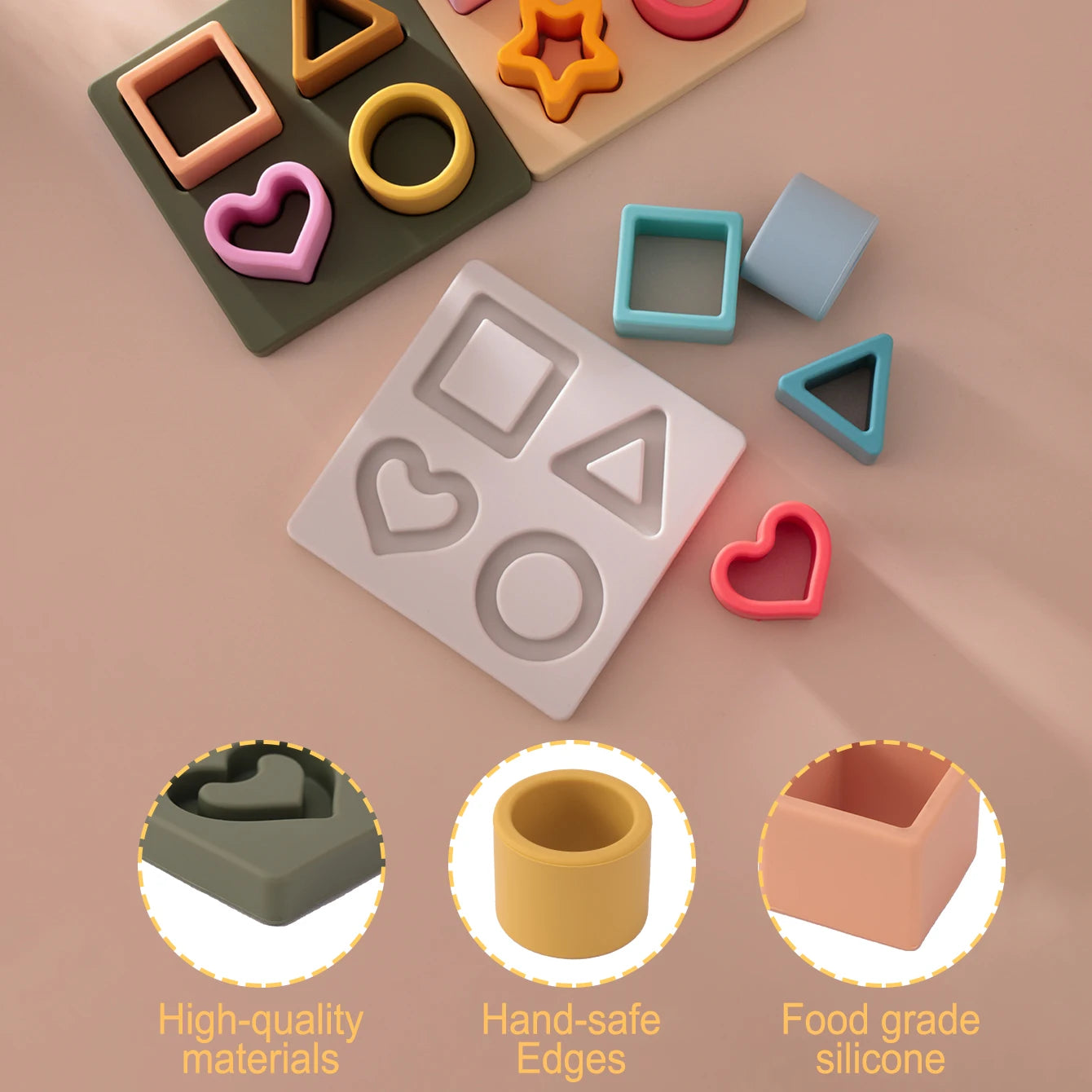 BPA-Free Silicone Geometric Montessori Puzzle Board