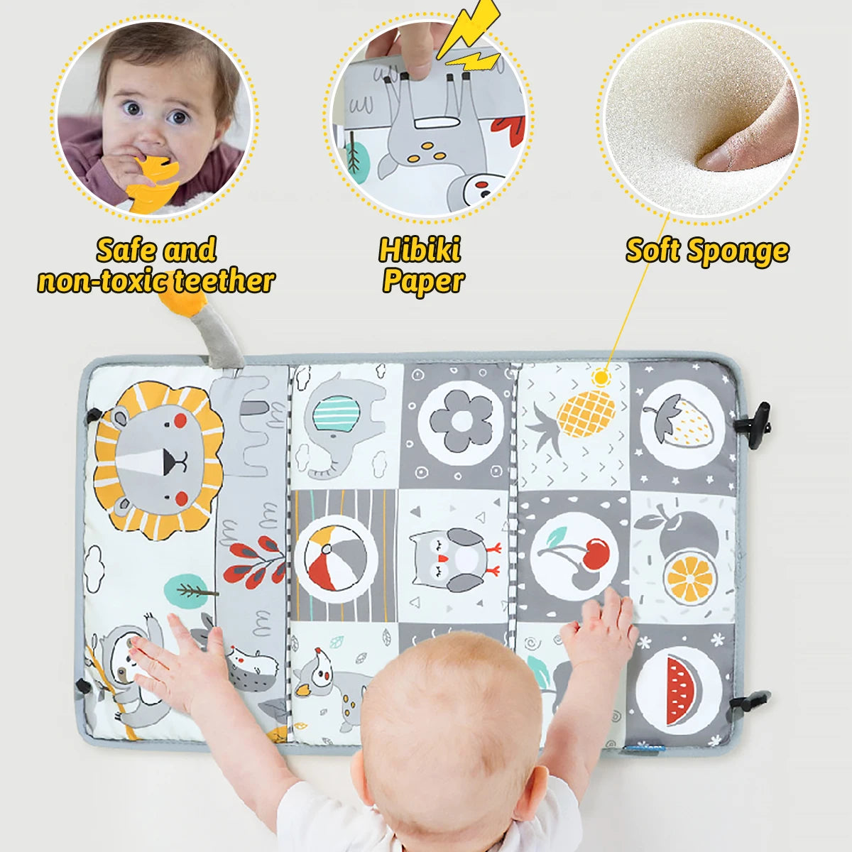 High Contrast Tummy Time Mirror - Jungle Friends