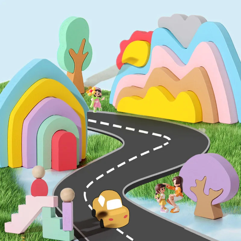 Montessori Wooden Rainbow Blocks