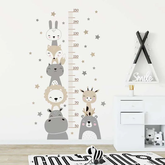 Baby Nursery Growth Chart Wall Sticker - Animals