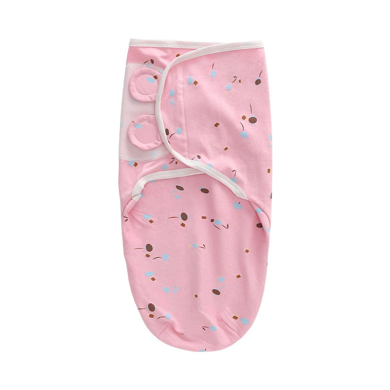 Cotton Baby Swaddle Wrap with Hat - Pink