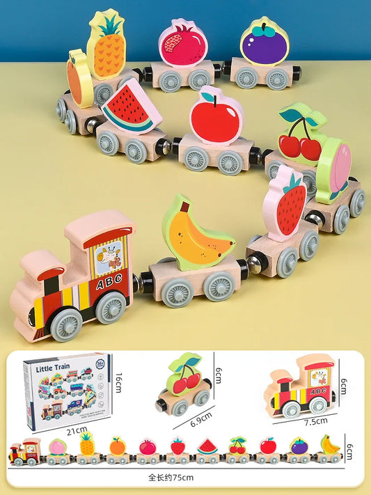 Montessori Wooden Magnetic Train Set - fruit