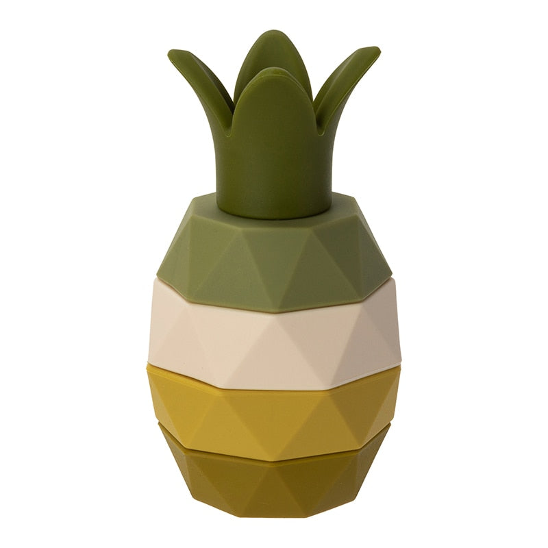 Montessori Building Silicone Stacking Blocks - Pineapple