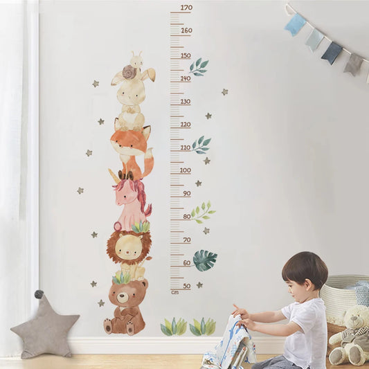 Baby Nursery Growth Chart Wall Sticker - Animals