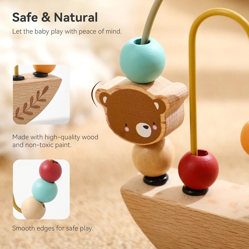 Montessori Wooden Animal Bead Maze – Threading Toy
