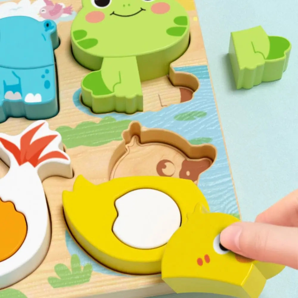 Montessori Wooden 4-in-1 Animal Face Puzzle – Logical Thinking & Shape Matching Game