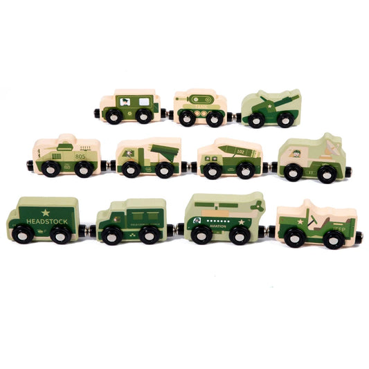 Montessori Wooden Magnetic Train Set - Camo