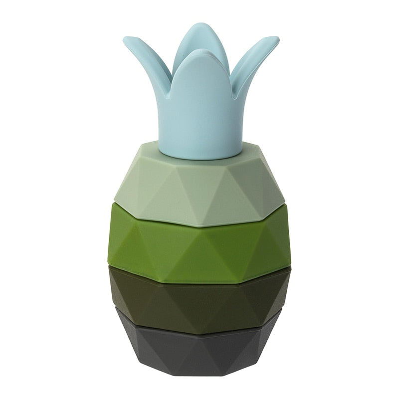 Montessori Building Silicone Stacking Blocks - Pineapple