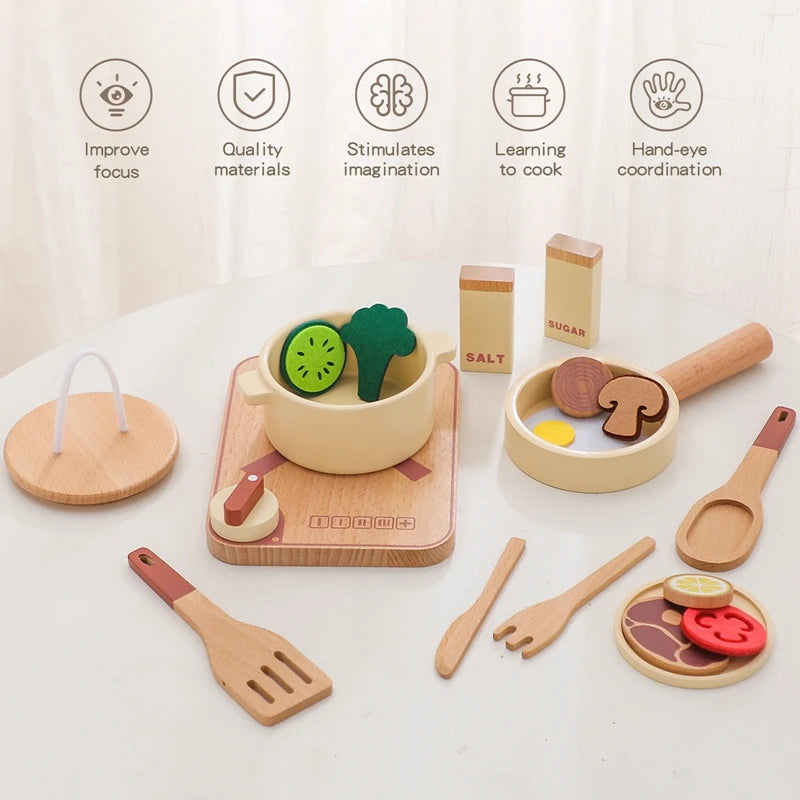 Montessori Wooden Pretend Cooking Set -27-Piece