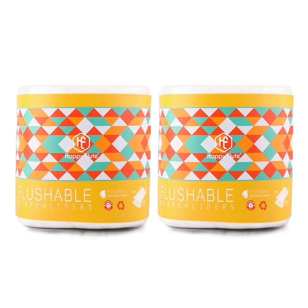 HappyFlute Bamboo Diaper Liners – 2 Roll Set of Flushable Biodegradable Cloth Diaper Liners