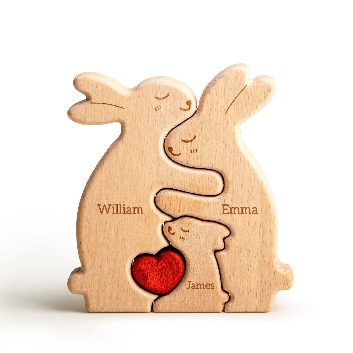 Personalized Wooden Rabbit Puzzle – Custom Family Name Keepsake Gift