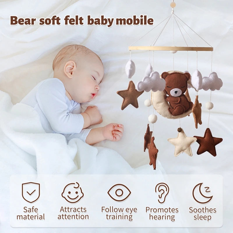 Felt Nursery Crib Mobile - Dreamy Bear