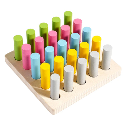 Montessori Wooden Colorful Plugboard
