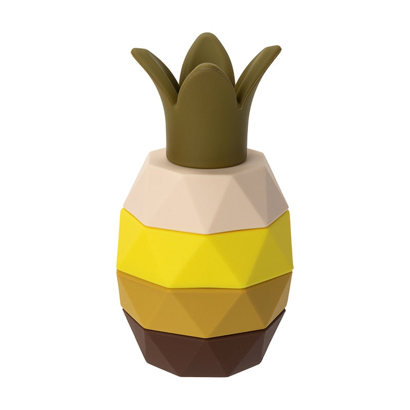 Montessori Building Silicone Stacking Blocks - Pineapple