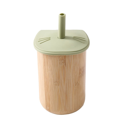 Bamboo Silicone Drinking Cup With Straw - ittybittybubba