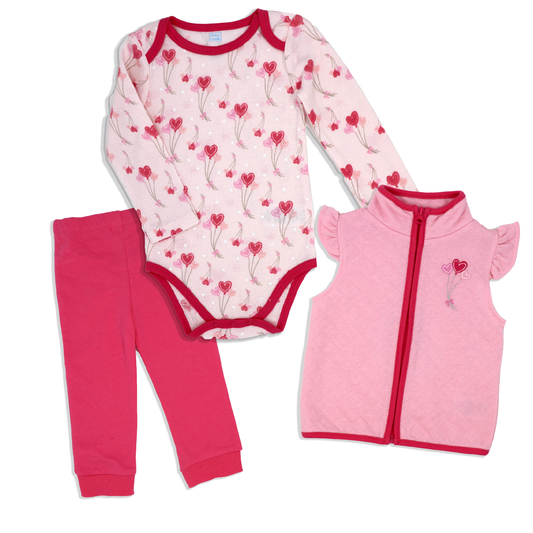 Baby Girl's Legging and Vest Set - Hearts