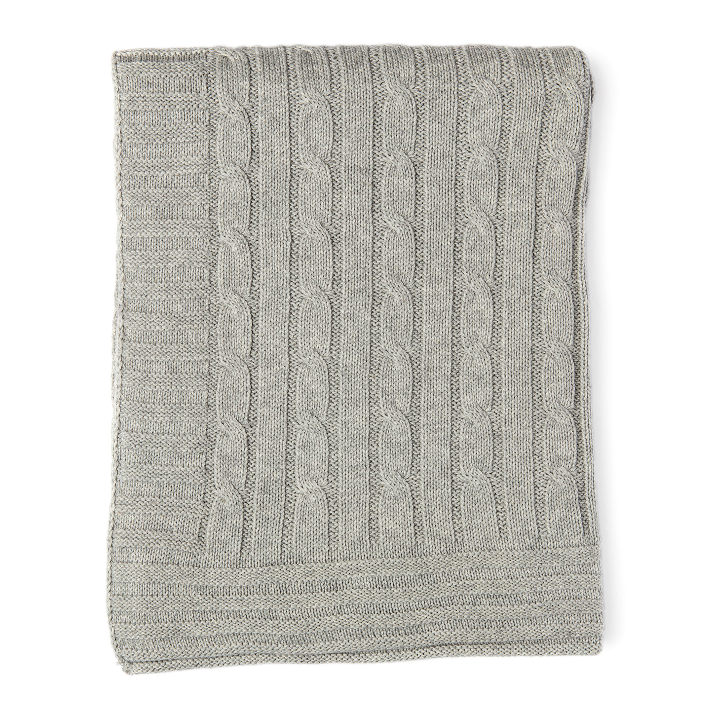 Baby's Cable Knit Blanket with Border - Grey