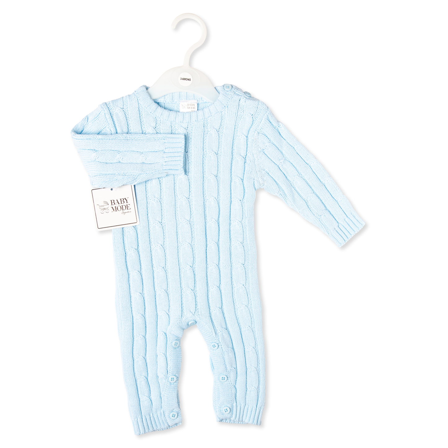 Cable-Knit Baby's Bodysuit Romper - Blue