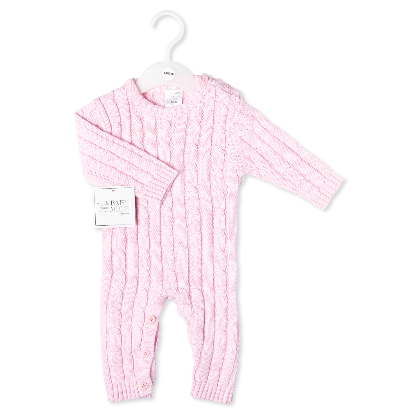 Cable-Knit Baby's Bodysuit Romper - Pink