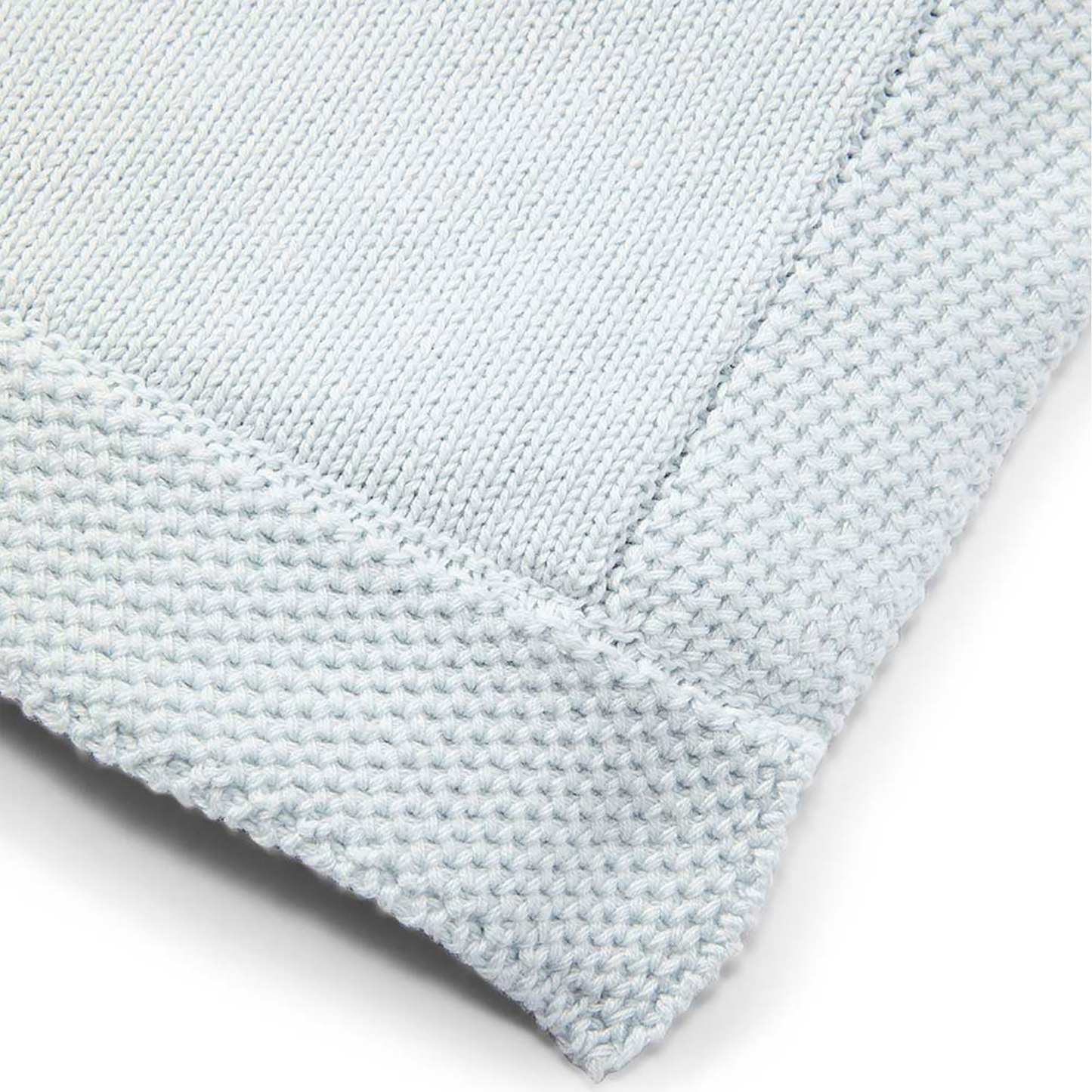 Cotton Knit Blanket with Border - Blue