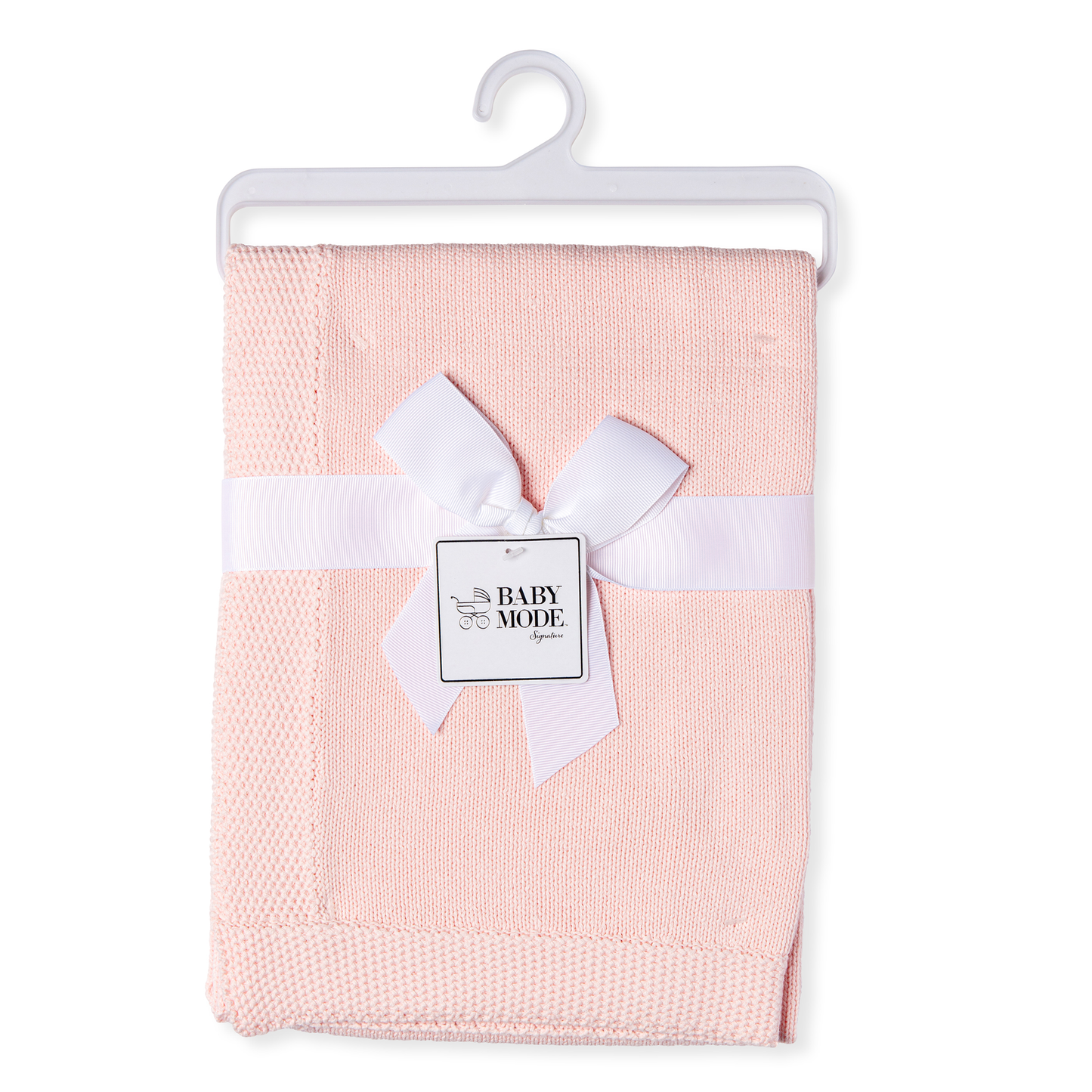 Cotton Knit Blanket with Border - Pink