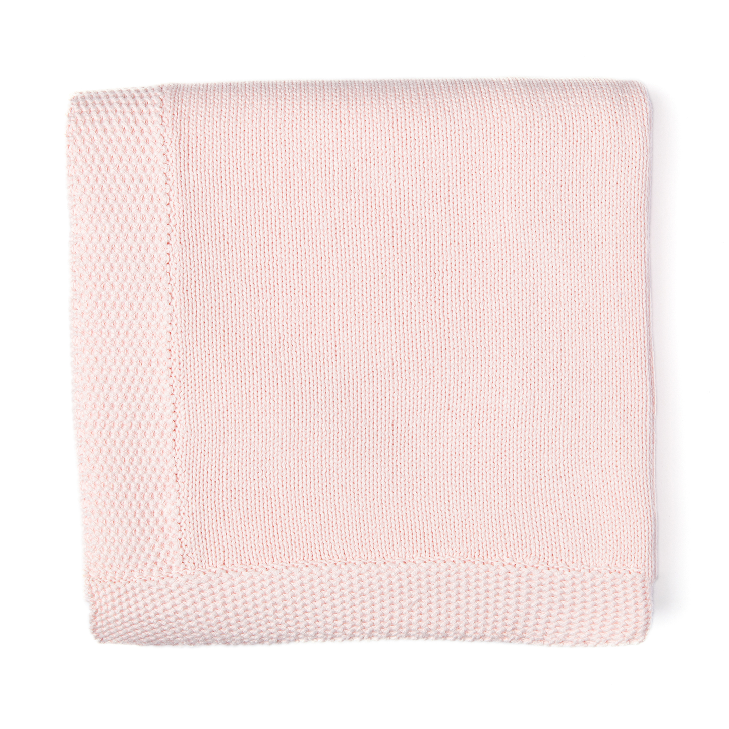 Cotton Knit Blanket with Border - Pink