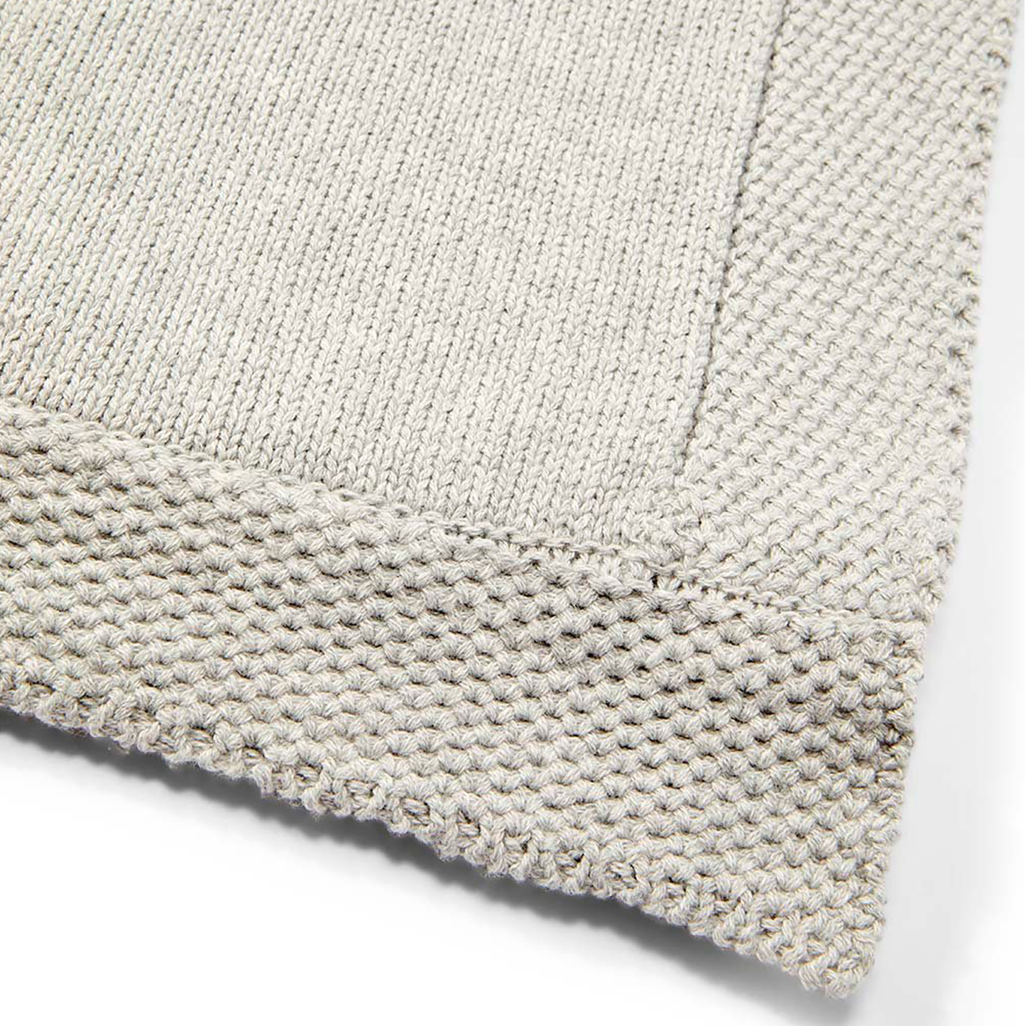 Cotton Knit Blanket with Border - Grey