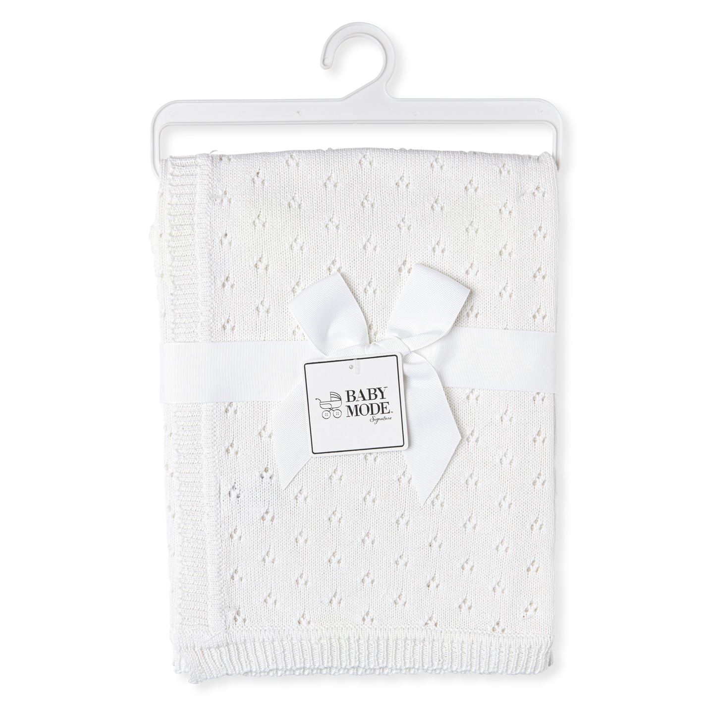 Baby's Pointelle Knit Blanket: White