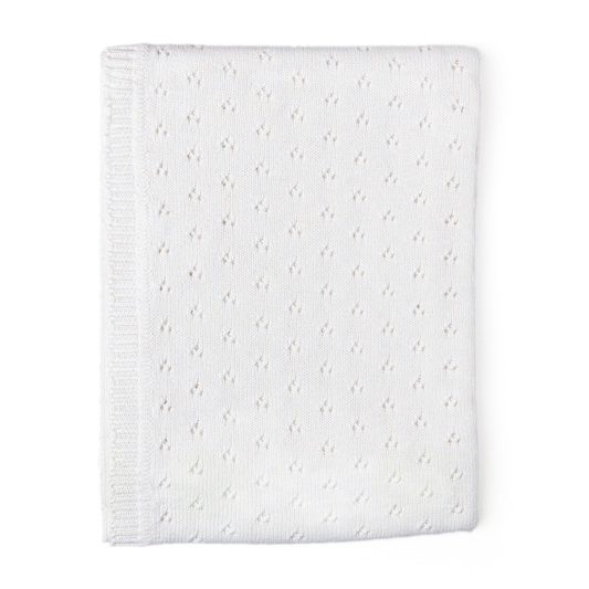 Baby's Pointelle Knit Blanket: White