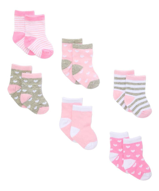 Baby's Socks - 6 Pack Pink