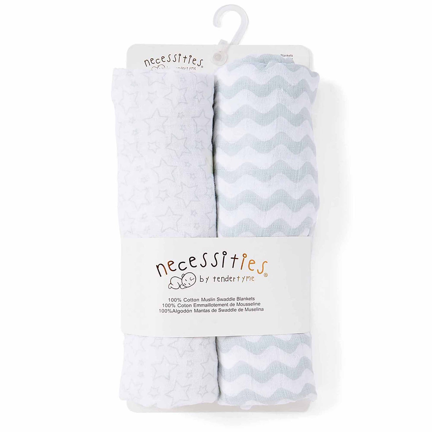 Muslin Swaddling Blanket - Grey star