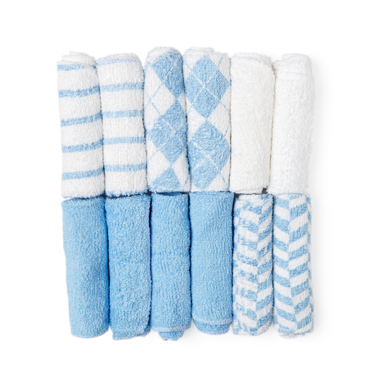 Baby Washcloths - Argyle Theme Blue