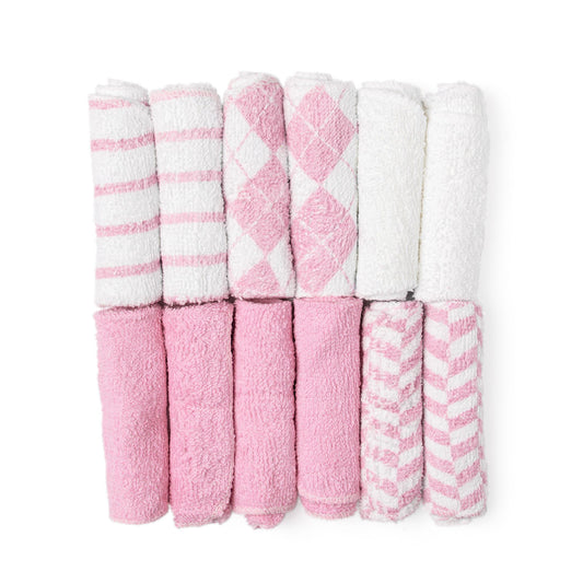 Baby Washcloths - Argyle Theme Pink