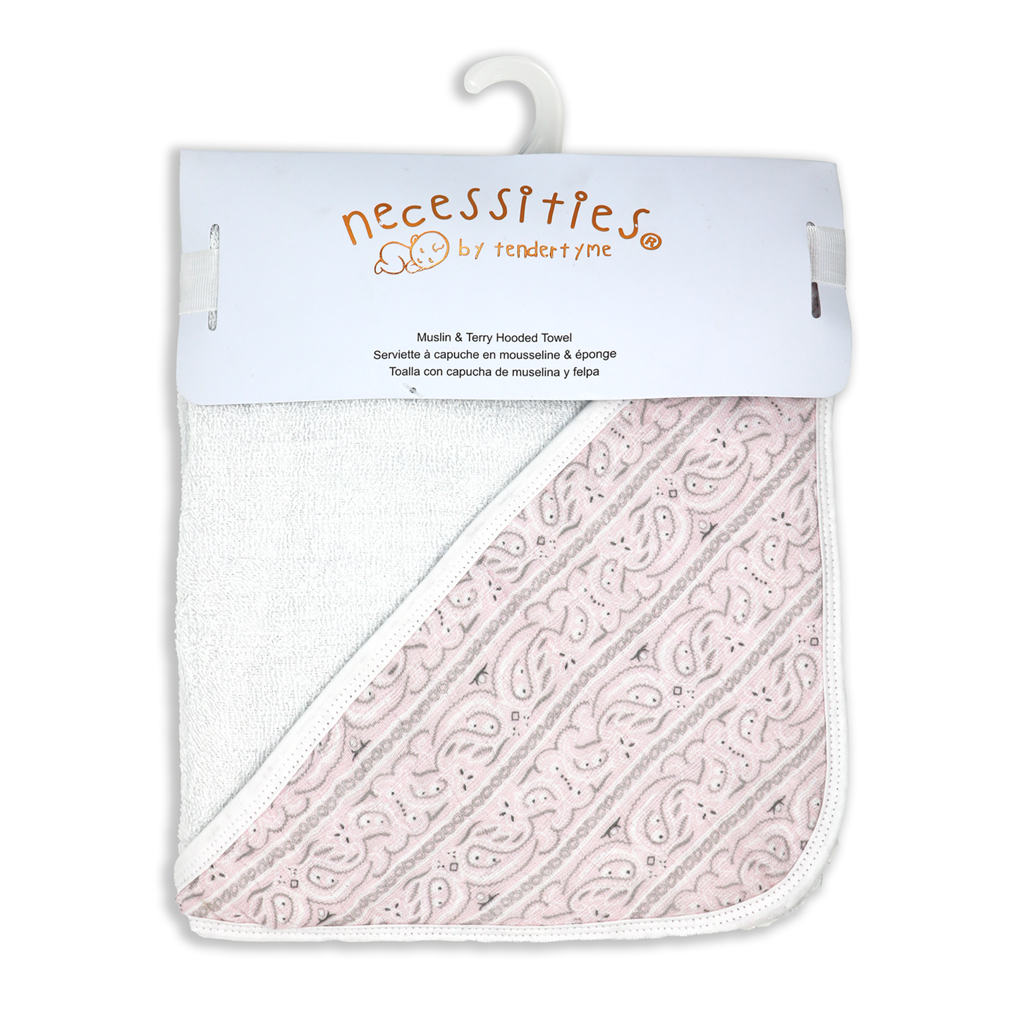 Baby's Hooded Towel - Pink Paisley
